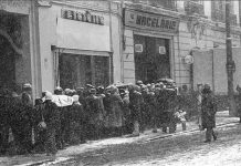 Coadă la carne, zona Unirii, iarna 1983