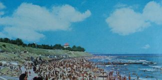 1988 – Eforie Sud – Vedere cu plaja și faleza