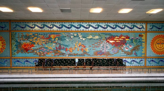 Impresionat mozaicul de la bazinul casei Ceaușescu de pe Primăverii