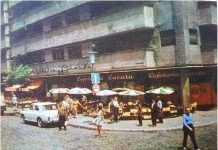 Cofetaria Casata in 1974. Cofetaria si blocul Casata s-au prabusit la cutremurul din 4 martie 1977