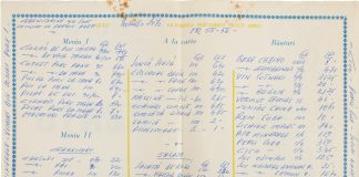 Meniul de la vagonul restaurant al CFR în anul 1973