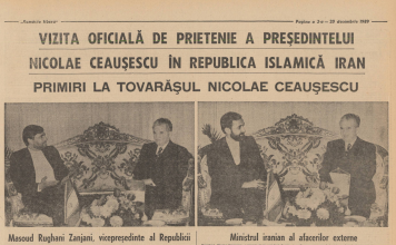 Ziarul „România Liberă” din 20 decembrie 1989 – Tovarăşul Nicolae Ceauşescu, a primit, marţi, la Palatul Saadabad din Teheran, pe Masoud Rughani Zanjani, vicepreşedinte al Republicii Iran si pe Ministrul iranian al afacerilor externe